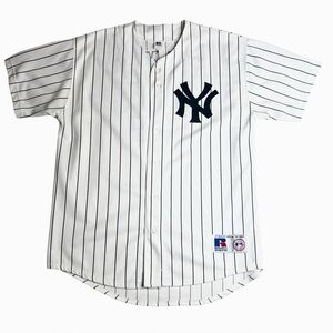 VTG Russell Athletic New York Yankees Jason Giambi #25 MLB Jersey Pinstripe Sz L
